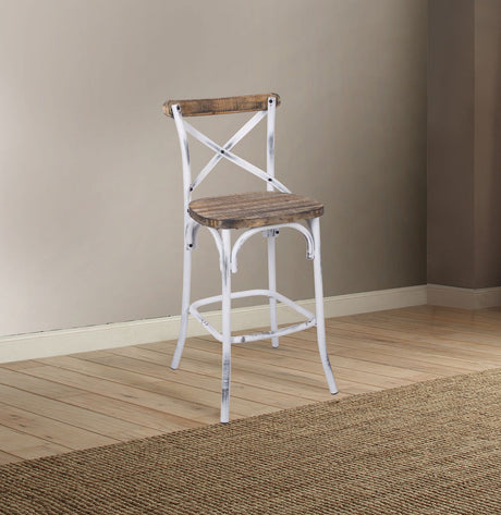 Zaire Antique White & Antique Oak Finish Bar Chair