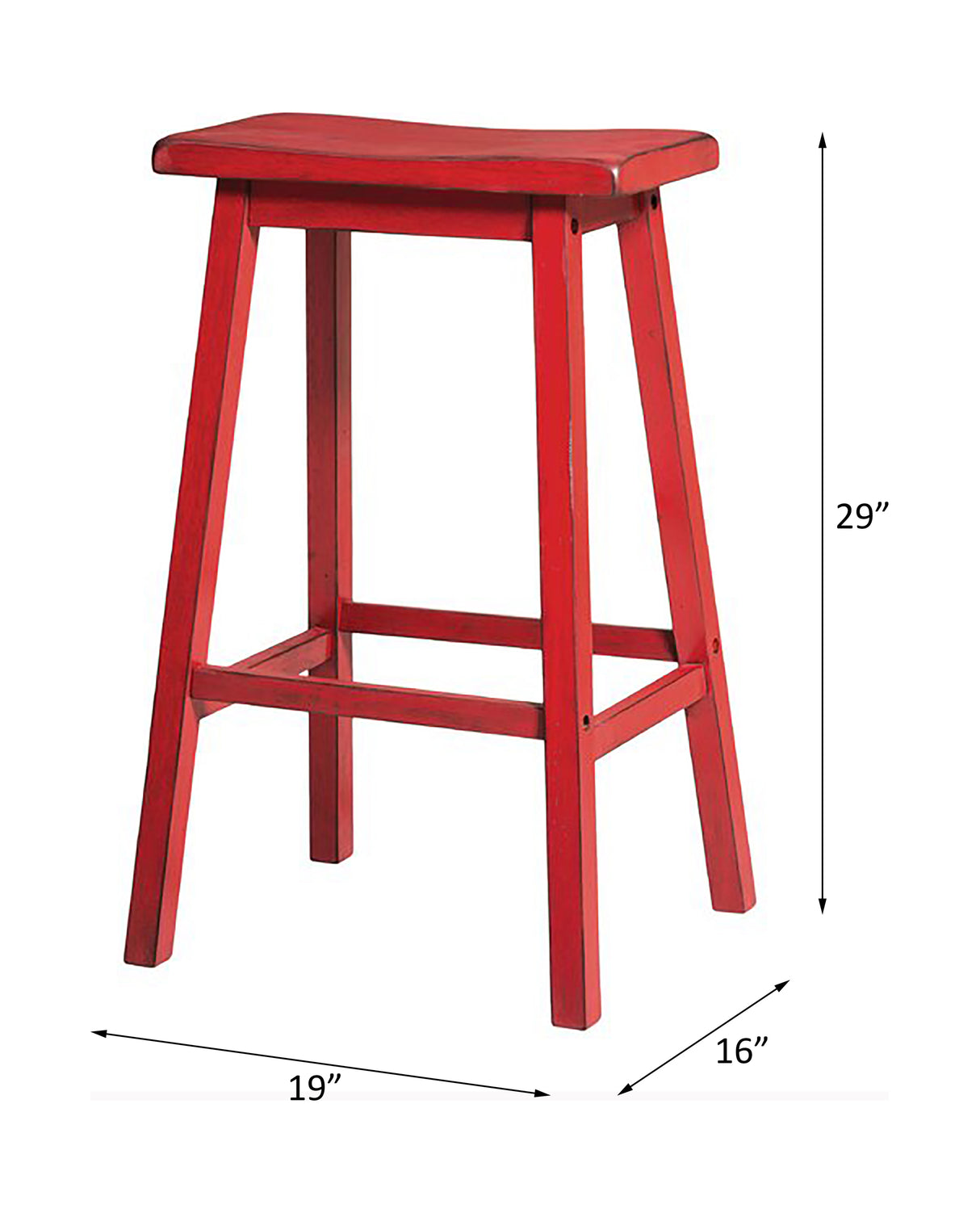 Gaucho Antique Red Finish Bar Stool (2Pc)