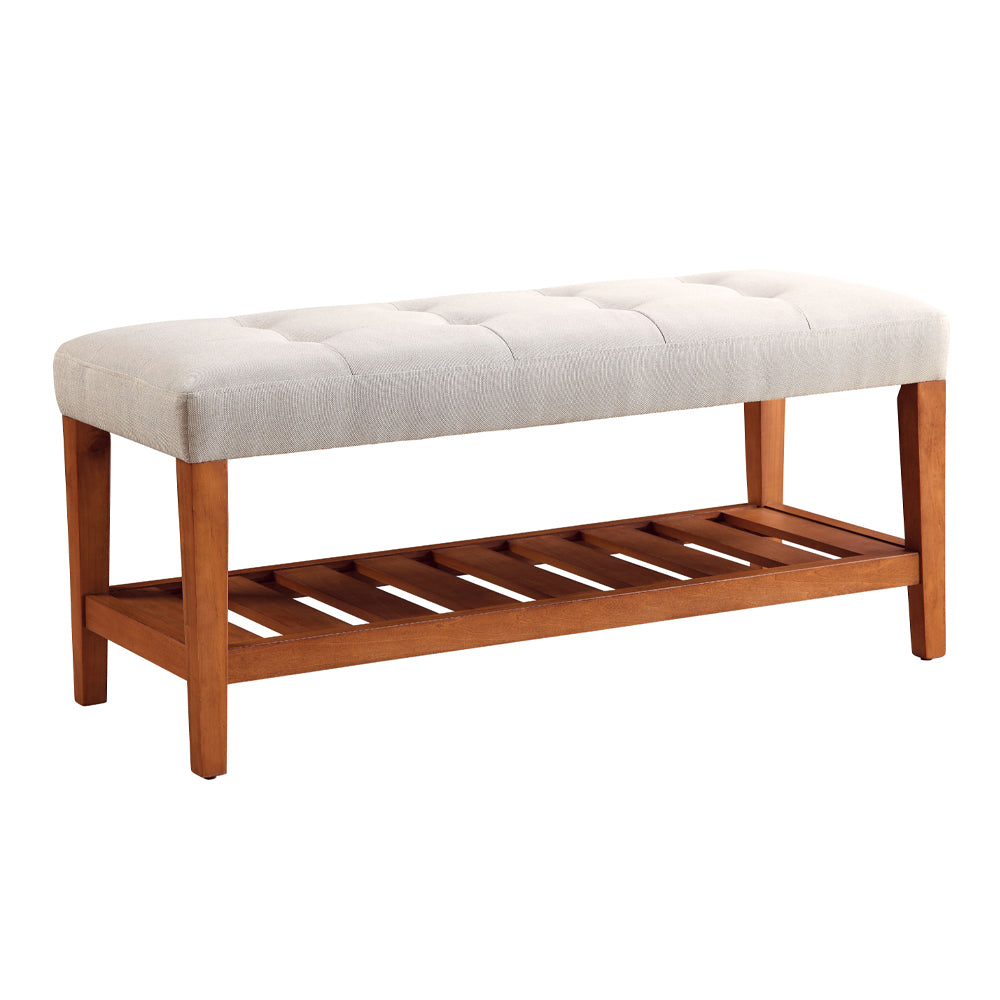 Charla Light Gray Fabric & Oak Finish Bench