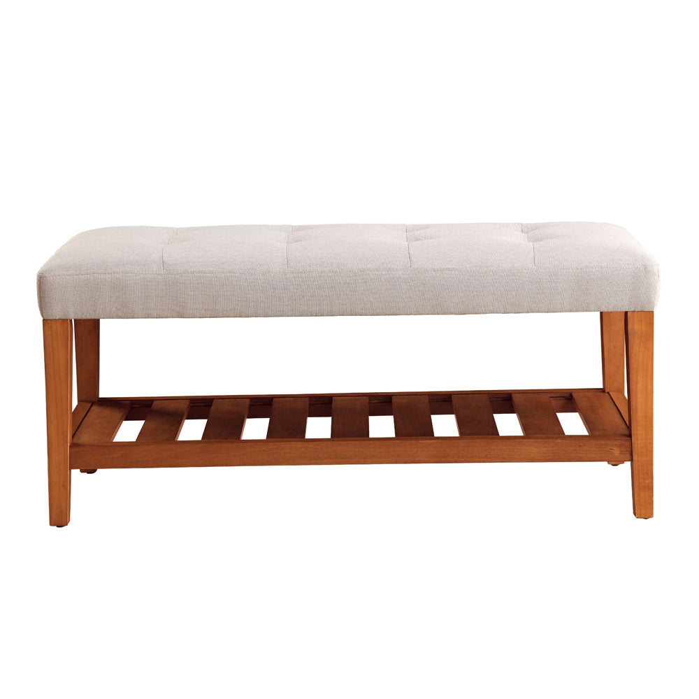 Charla Light Gray Fabric & Oak Finish Bench