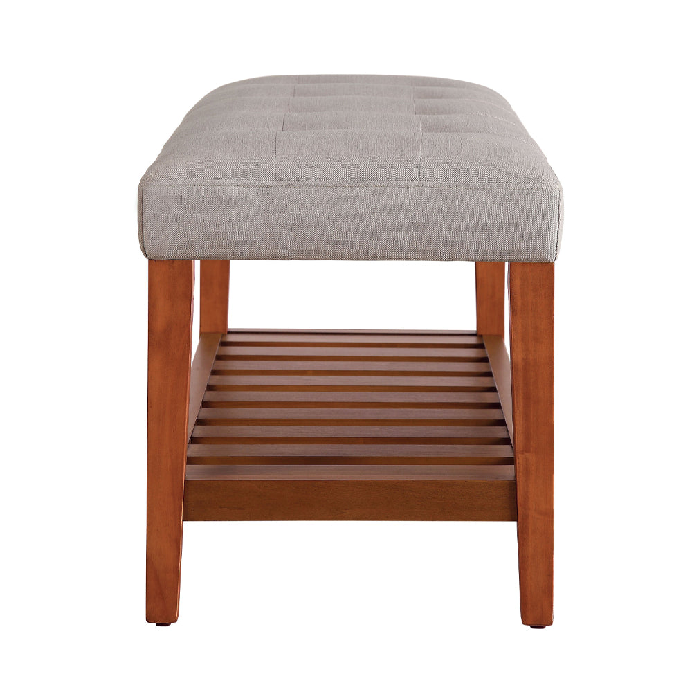 Charla Light Gray Fabric & Oak Finish Bench