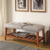 Charla Light Gray Fabric & Oak Finish Bench