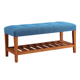 Charla Light Blue Fabric & Oak Finish Bench