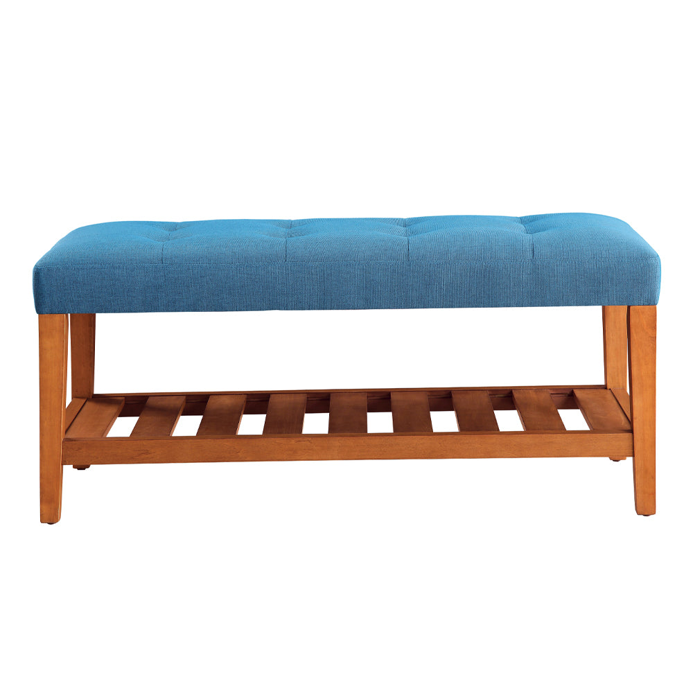 Charla Light Blue Fabric & Oak Finish Bench