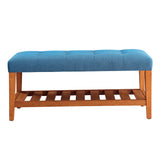 Charla Light Blue Fabric & Oak Finish Bench