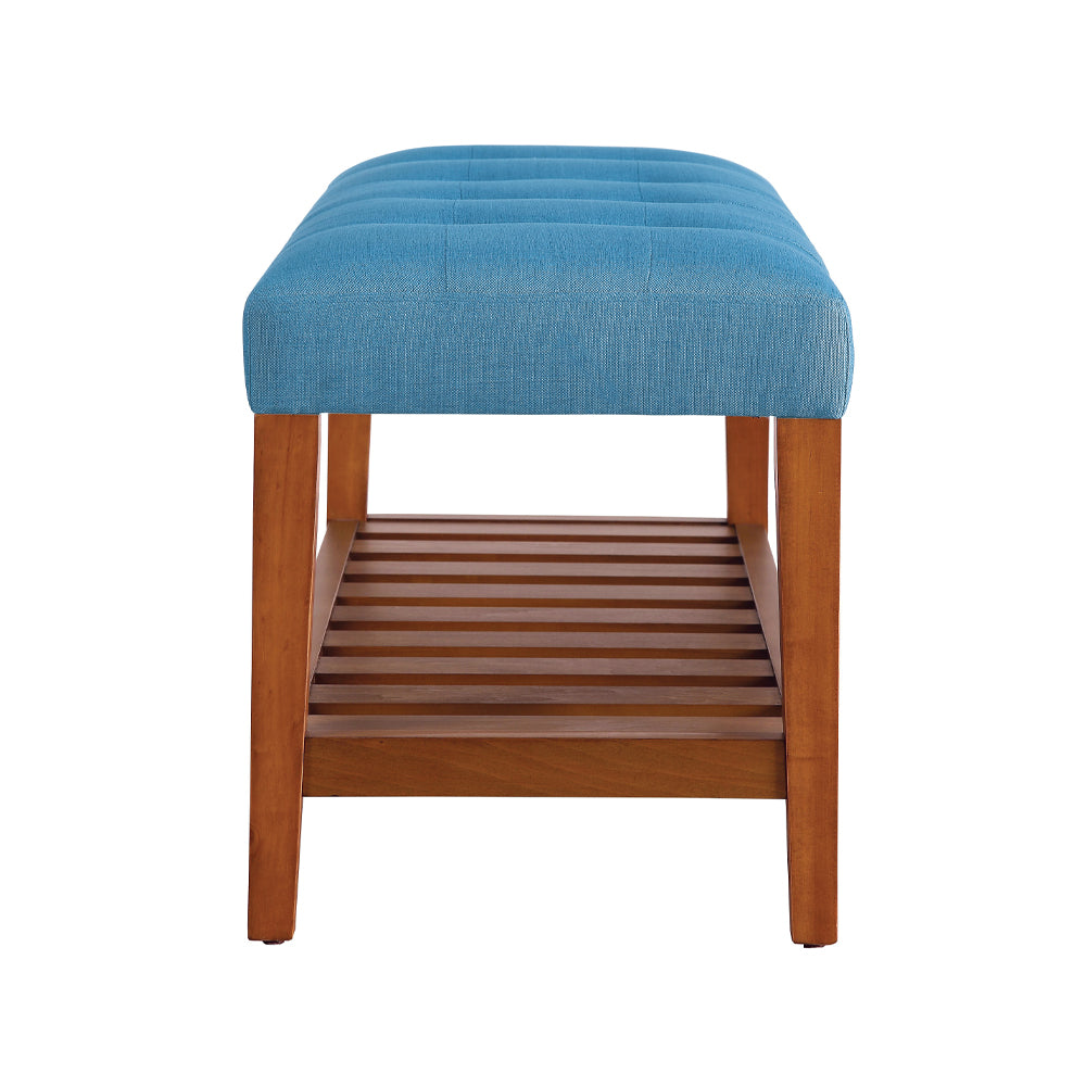 Charla Light Blue Fabric & Oak Finish Bench