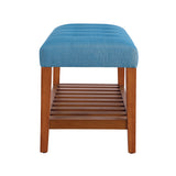 Charla Light Blue Fabric & Oak Finish Bench