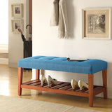 Charla Light Blue Fabric & Oak Finish Bench