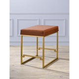 Boice Light Brown Pu & Gold Finish Stool