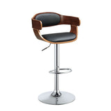 Camila Black Synthetic Leather & Walnut Finish Stool