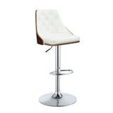 Camila White Synthetic Leather & Walnut Finish Stool