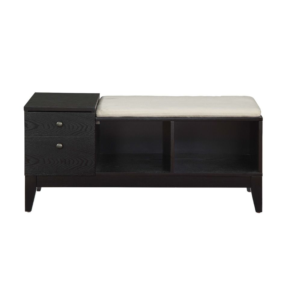 Boyet Cream Fabric & Black Finish Bench