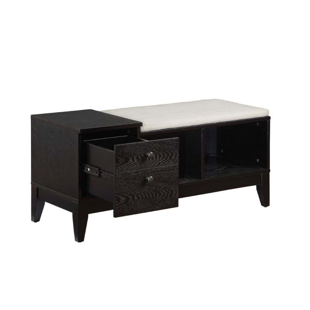 Boyet Cream Fabric & Black Finish Bench