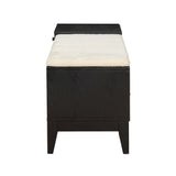 Boyet Cream Fabric & Black Finish Bench