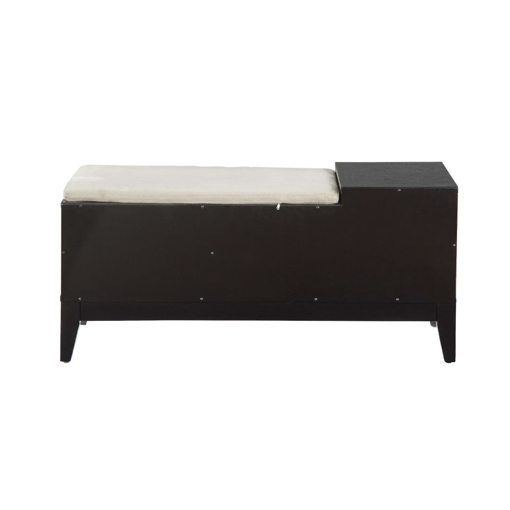 Boyet Cream Fabric & Black Finish Bench