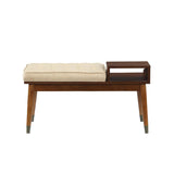 Baptis Beige Fabric & Walnut Finish Bench