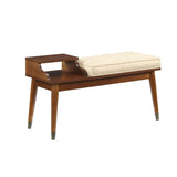 Baptis Beige Fabric & Walnut Finish Bench