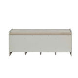 Berci Beige Fabric & White Finish Bench