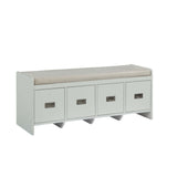 Berci Beige Fabric & White Finish Bench