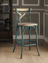 Zaire Antique Turquoise & Antique Oak Finish Bar Chair