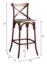 Zaire Antique Red & Antique Oak Finish Bar Chair