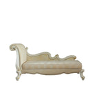 Picardy Pattern Fabric & Antique Pearl Finish Chaise