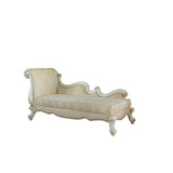 Picardy Pattern Fabric & Antique Pearl Finish Chaise