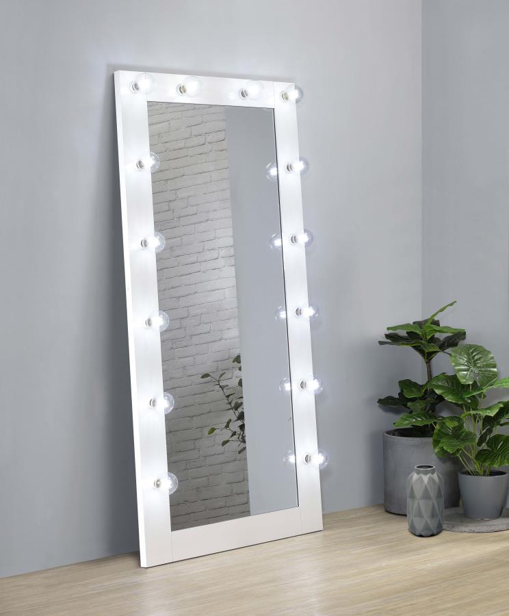 Zayan Mirror 32 X 71 Inch Floor Led Lighting White Gloss