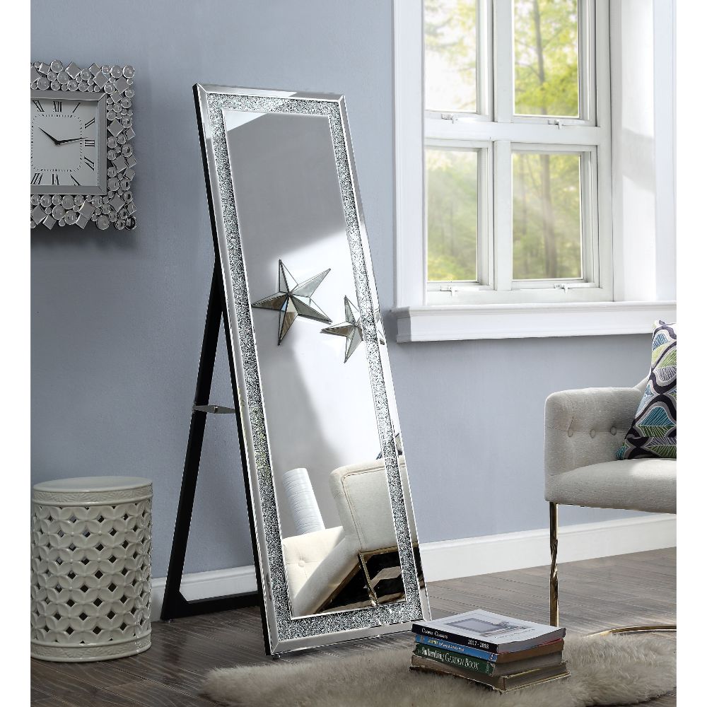 Nowles Mirrored, Faux Diamonds Accent Mirror