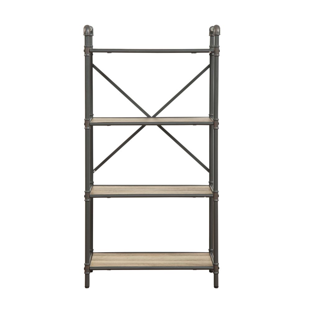 Itzel Antique Oak & Sandy Gray Finish Bookshelf