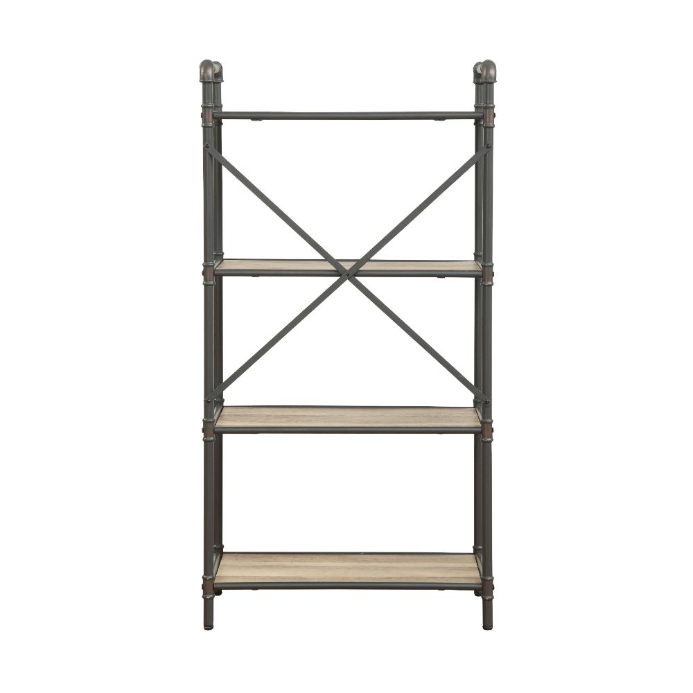 Itzel Antique Oak & Sandy Gray Finish Bookshelf