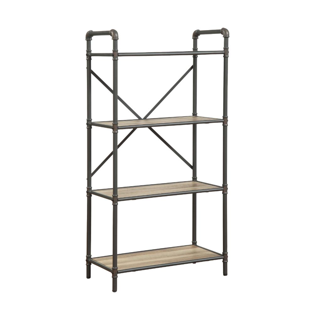 Itzel Antique Oak & Sandy Gray Finish Bookshelf