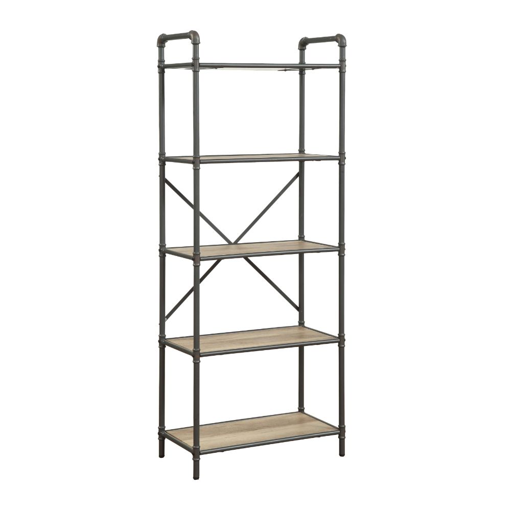 Itzel Antique Oak & Sandy Gray Finish Bookshelf