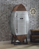 Brancaster Retro Brown Top Grain Leather & Aluminum Wine Cabinet