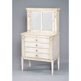 Leven Antique White Finish Jewelry Armoire