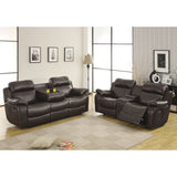 Marille Brown Bonded Leather Reclining Loveseat