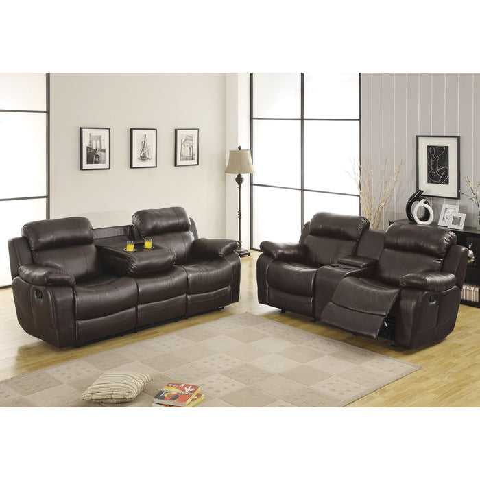 Marille Brown Bonded Leather Reclining Sofa