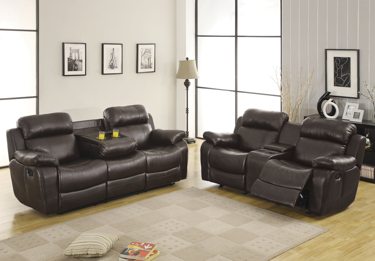 Marille Brown Bonded Leather Reclining Sofa