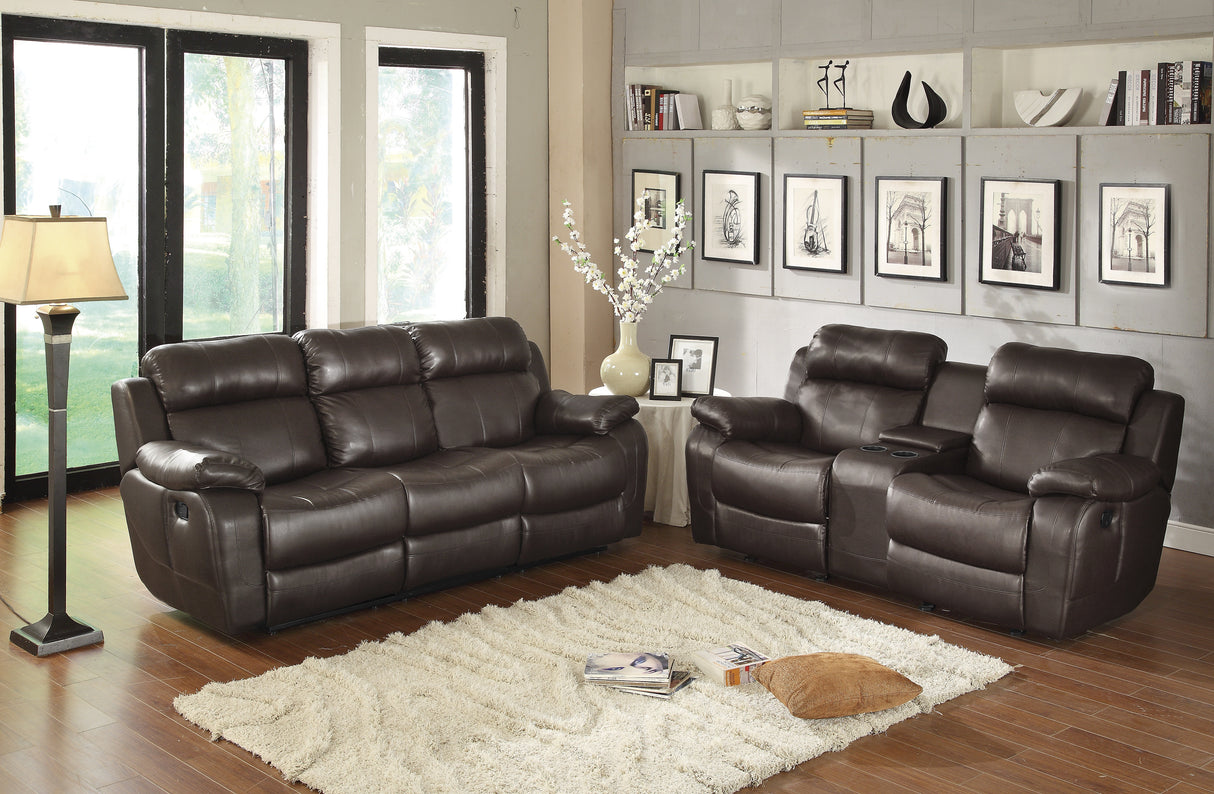 Marille Brown Bonded Leather Reclining Sofa