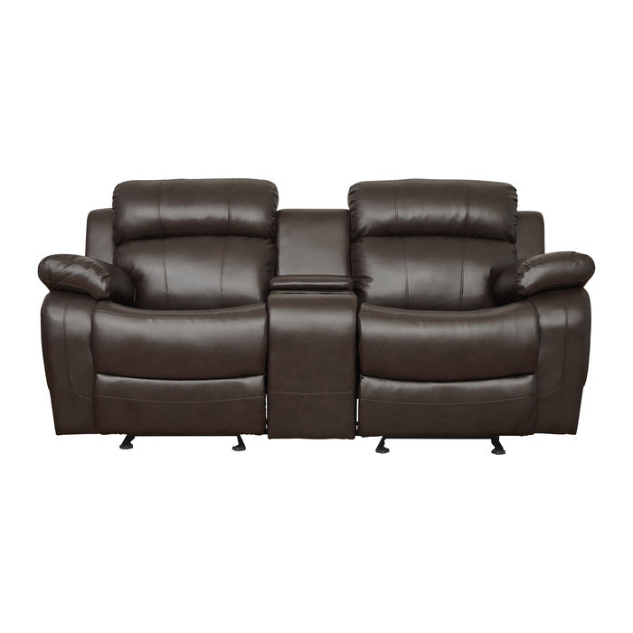 Marille Brown Bonded Leather Reclining Loveseat