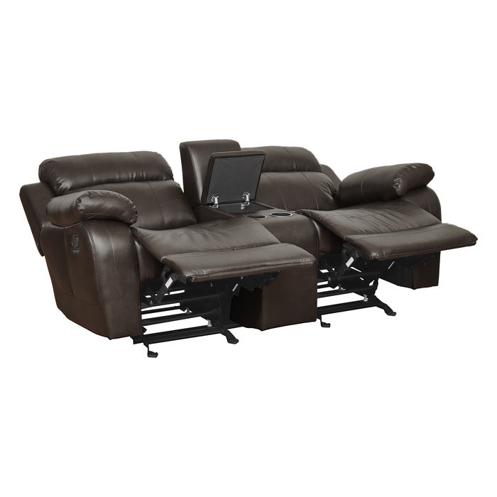 Marille Brown Bonded Leather Reclining Loveseat