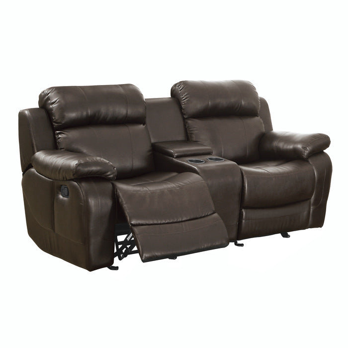 Marille Brown Bonded Leather Reclining Loveseat