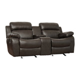 Marille Brown Bonded Leather Reclining Loveseat