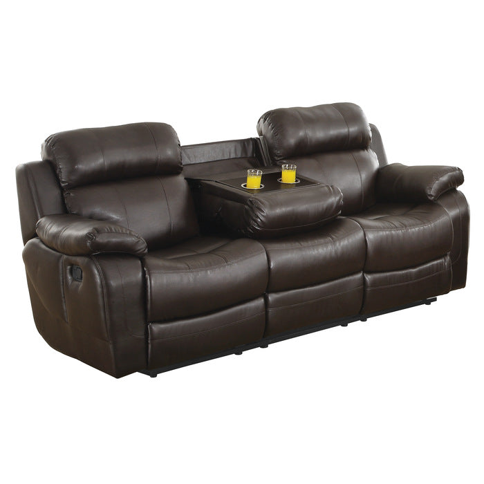 Marille Brown Bonded Leather Reclining Sofa