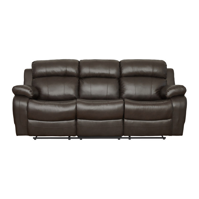 Marille Brown Double Reclining Sofa With Center Drop-Down Cup Holders