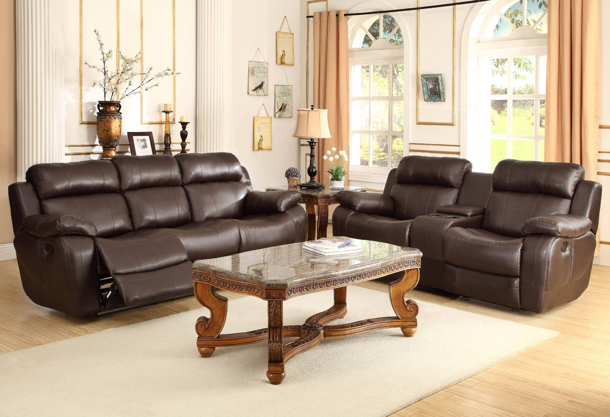 Marille Dark Brown Reclining Living Room Set