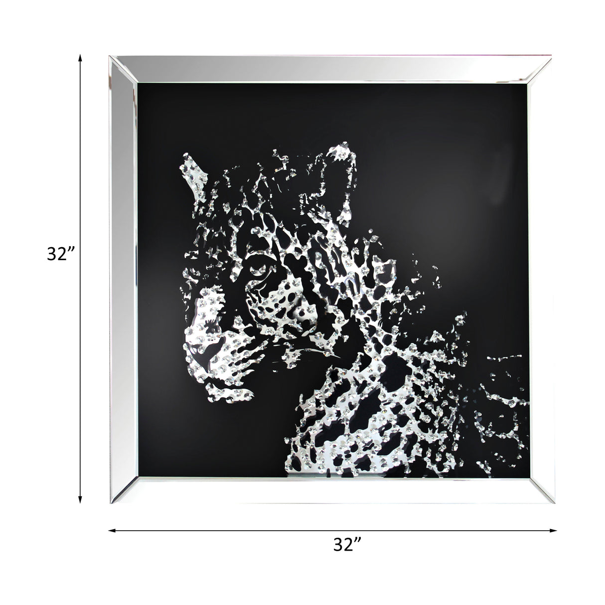 Nevina Mirrored & Faux Crystal Leopard Wall Art