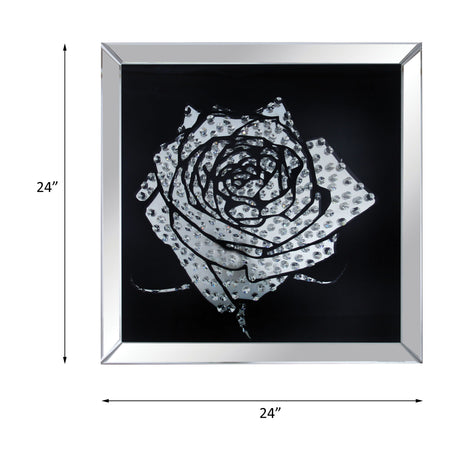 Nevina Mirrored & Faux Crystal Rose Wall Art