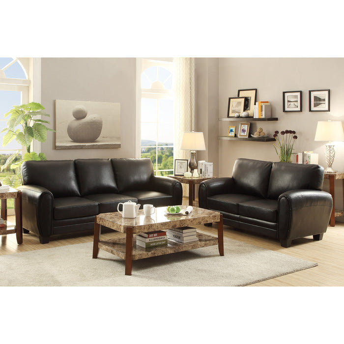 Rubin Black Faux Leather Loveseat