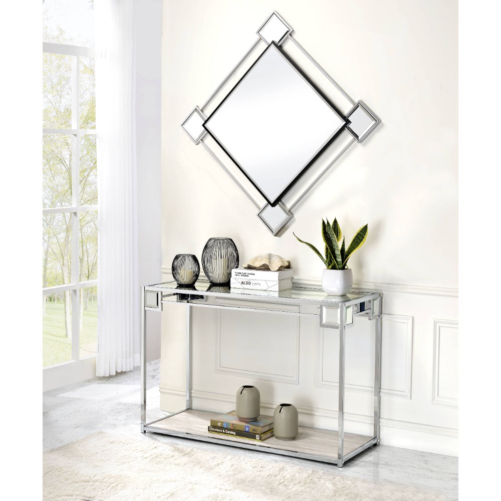 Asbury Mirrored & Chrome Finish Wall Mirror